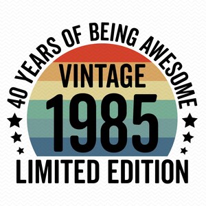 40 anos de ser incrível Vintage 1985 svg, 40º aniversário svg, Feliz aniversário svg, É meu aniversário svg, Cricut silhueta glowforge arquivos