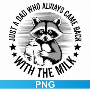 Solo un papá que siempre volvía con la leche png, Día del padre png, Mapache png Divertido png, Clipart del día del padre, Papá png Abuelo png