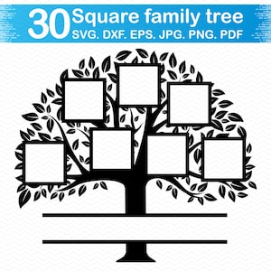 Árbol genealógico SVG, Reunión familiar SVG, Árbol genealógico Cricut, Árbol de la vida SVG, Monograma dividido SVG, Archivos PNG de árbol genealógico, Clipart de silueta
