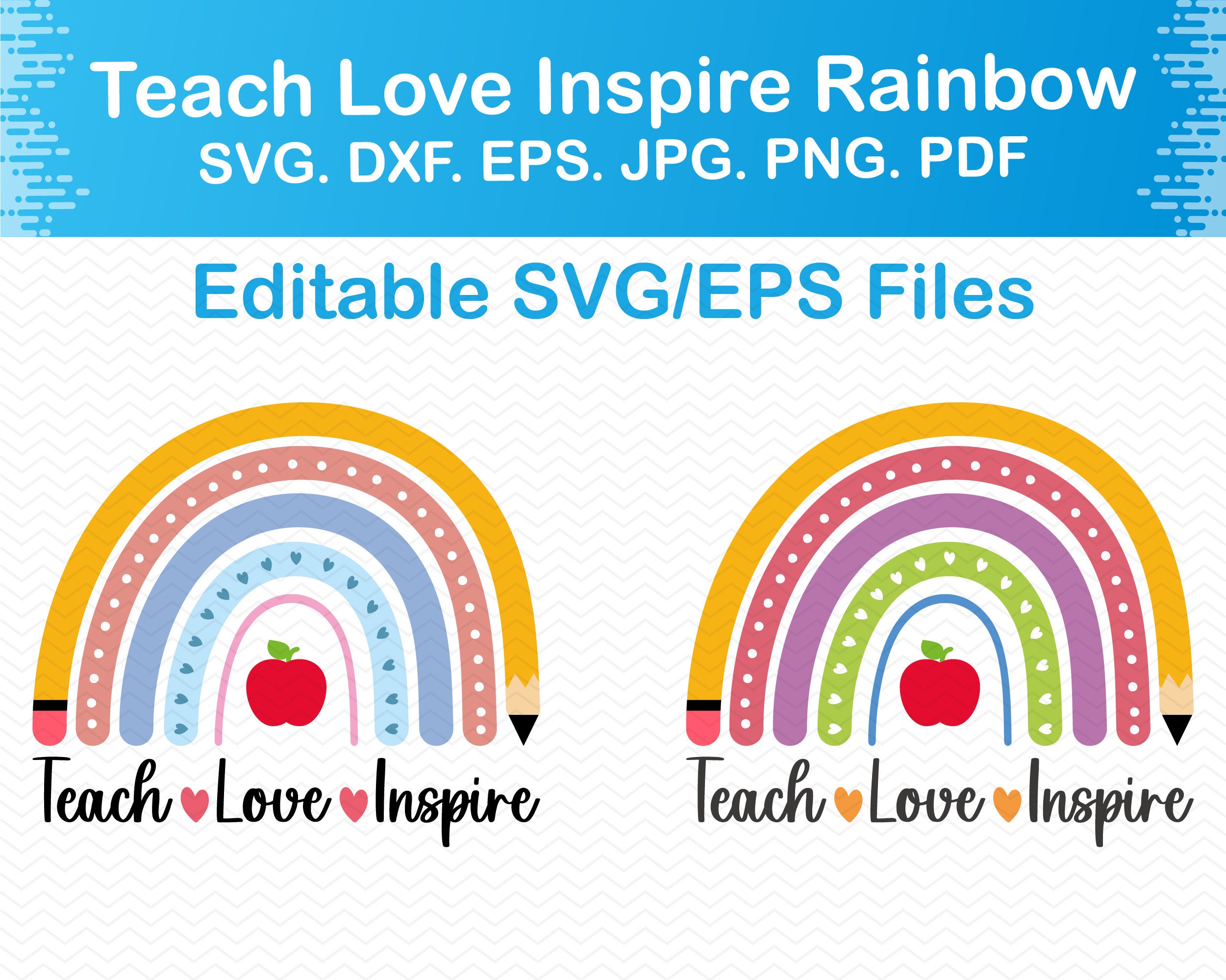 Teach Love Inspire Svg Teacher Rainbow Svg Back to School - Etsy