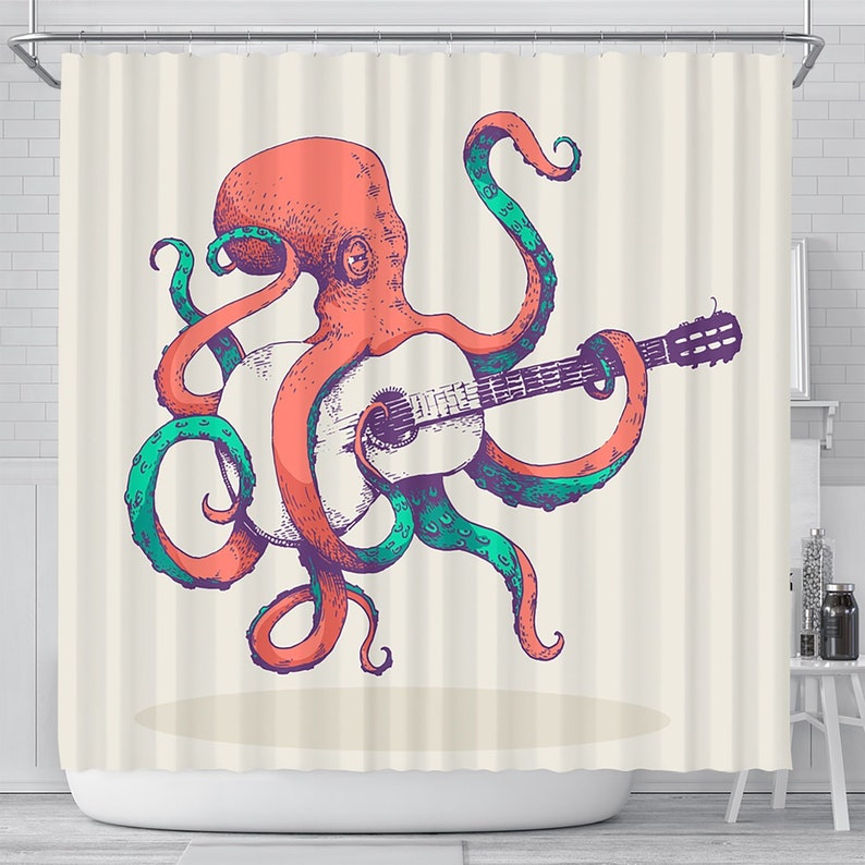 Octopus Shower Curtain Funny Nautical Image 0