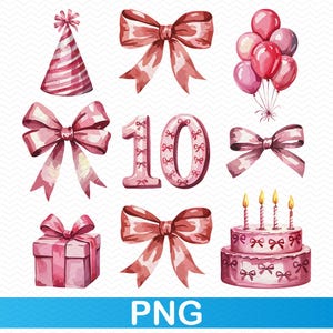 10th Coquette Birthday PNG, Pink Schleife PNG, Pink Kokette PNG, Coquette Bogen PNG, Pink Kokette PNG, Coquette Clipart, Pink Bögen PNG, Sublimation PNG