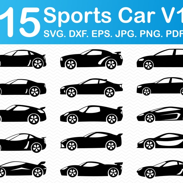 Sports car svg, Race car svg, Car svg files for cricut, Sports car clipart, Dxf files for laser, Racing svg, Silhouette svg, Car clipart