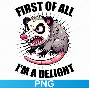 Tout d'abord, je suis un délice png, Opossum png Possum png, png drôle png sarcastique, clipart Opossum, clipart Possum, sublimation png