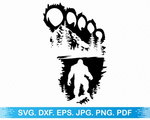 Bigfoot Footprint Svg, Bigfoot Svg Mountain Svg, Big Foot