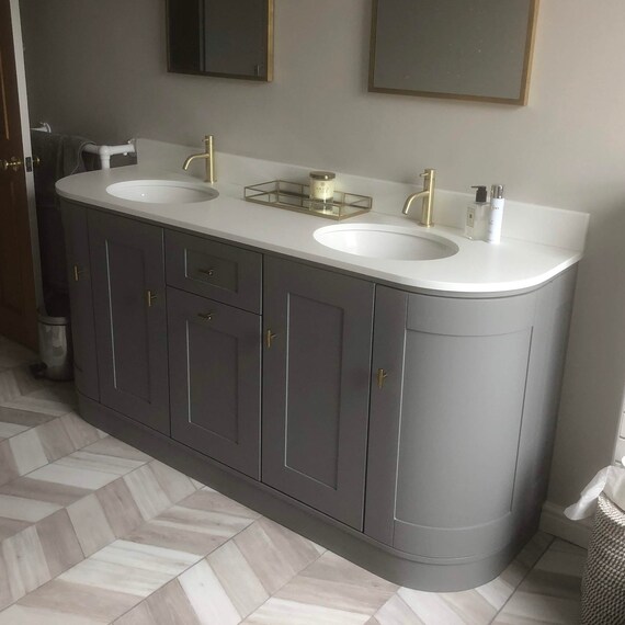Emily Vanity Unit Curved Washstand With Double Undermounted Basins