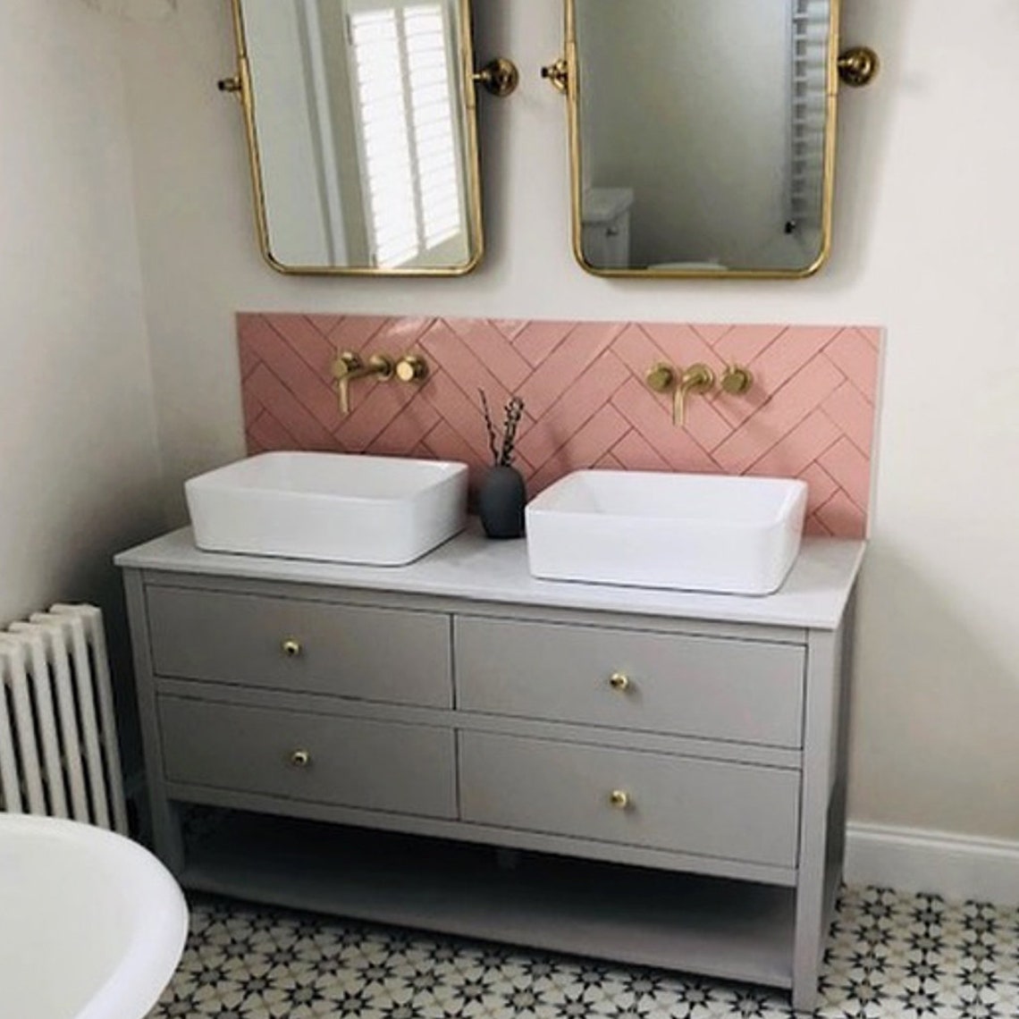 Ava Double Vanity Unit Bathroom Washstand With Sit-on - Etsy UK