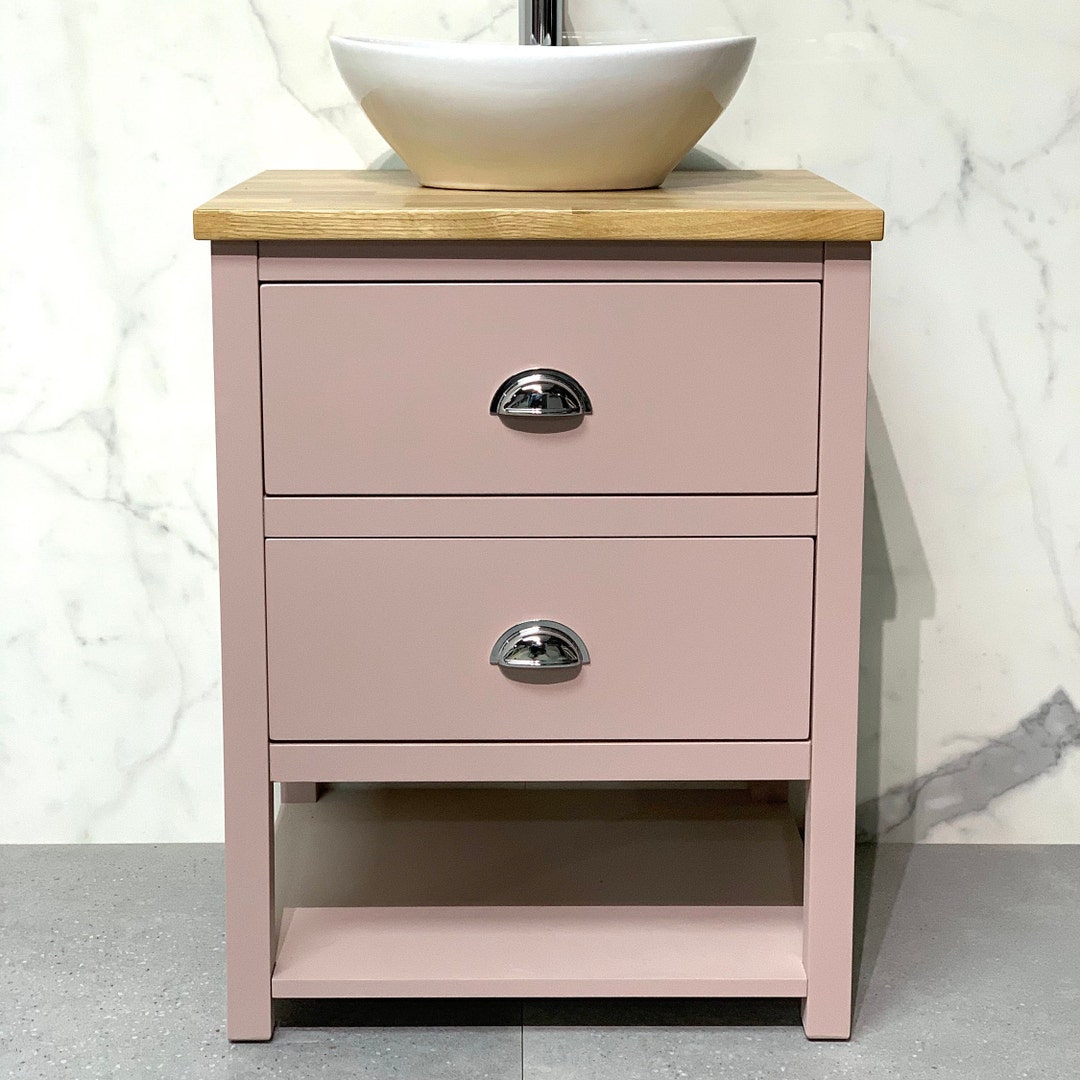 Ava Vanity Unit Solid Oak Surface With Siton Basin Any Colour Match