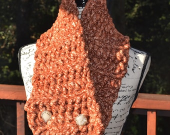 Crocheted scarf, crocheted soft scarf, warm handmade scarf, warm and fluffy scarf, short scarf, handmade scarf, handmade accessory