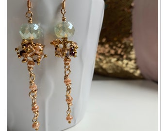 Shimmery Earrings - Gemstone Cluster earrings