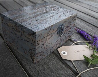 Handmade Floral Woodburned Jewelry Box