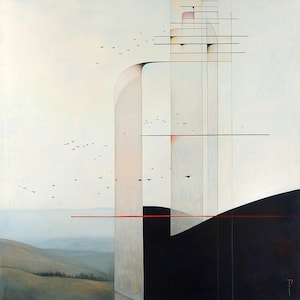Intersticios - Pintura digital de arte mural - Panel de impresión de espuma - Decoración del hogar - Futurismo, metafísico, abstracto, arte contemporáneo