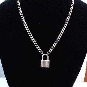 Silver Padlock Necklace, Stainless Steel Punk Jewelry, Statement Necklace, Mens  Womens Jewelry, Lock Charm Necklace, Anniversary Gift
