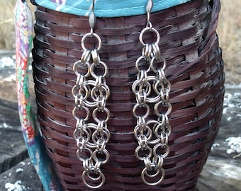 Dangle Earrings Bicycle Chainmaille Earrings Stainless Steel Earrings Bicycle Chain Earrings Chainmail Earrings Bikers Earrings
