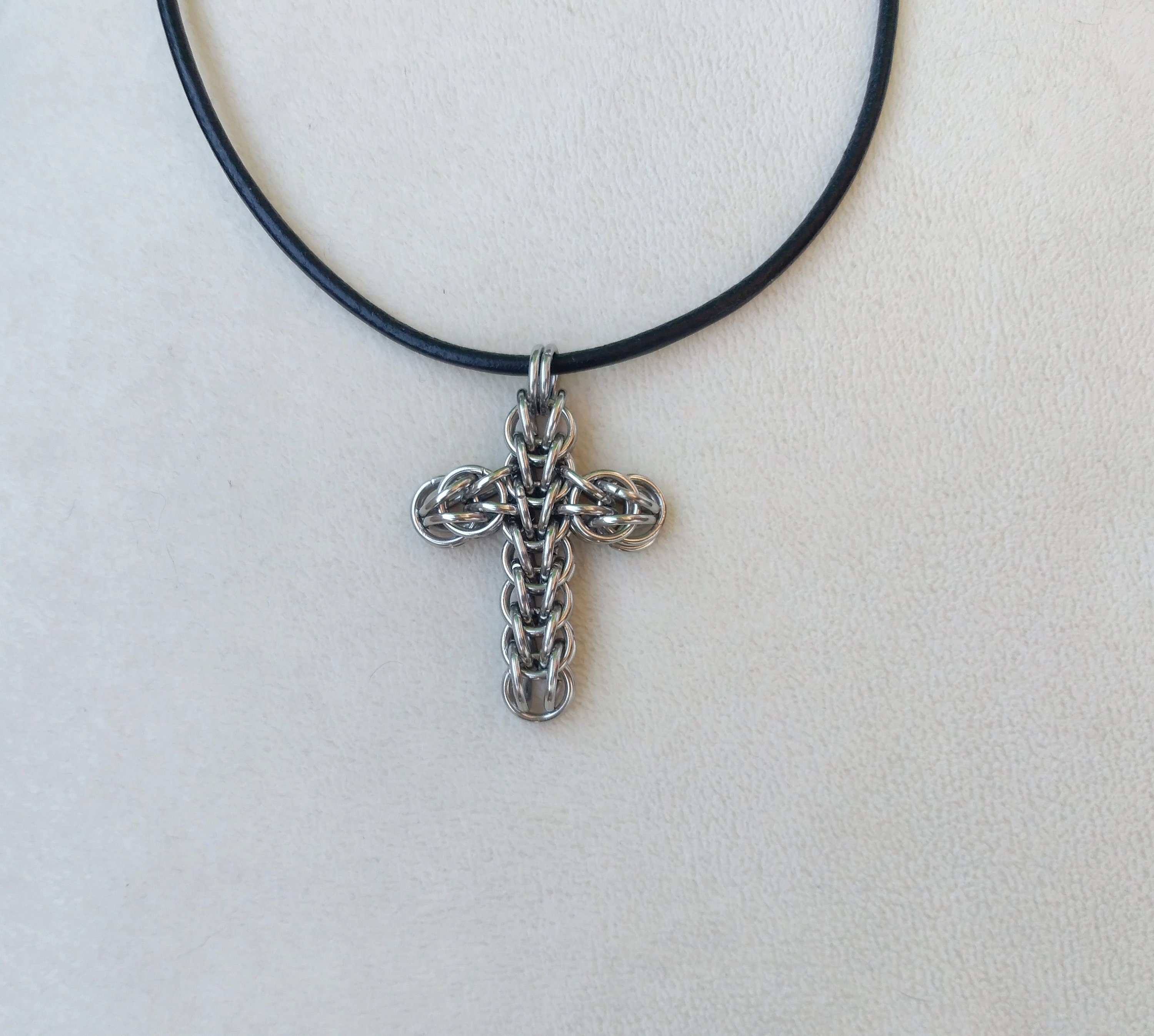 Chainmaille Cross Pendant Necklace, Chainmail Cross