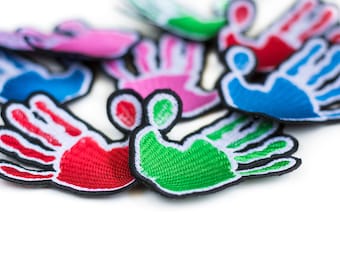 Set geborduurde handafdrukpatches, polyester opstrijkappliqué