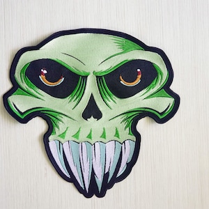 Skull Patch, Alien Skull Back Patch, Skeleton Biker Patch, Sew on Patch, Urban Embroidery Patch, Urban Art Patch