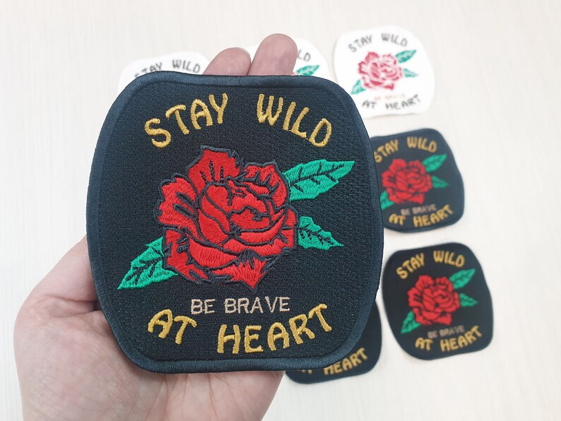 Small Rose Patch for Jacket Iron on Back Patch Embroidered Etsy