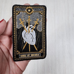Tarot Patch Drei der Schwerter Drei der Schwerter zum Aufnähen, Major Arcana Tarotkarten Applikation, zum Aufnähen