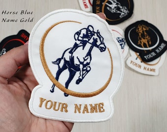 Parche de jinete personalizado, parche con nombre de rodeo, parche de jockey, parche de vaquero, bordado personalizado, parche con nombre personalizado