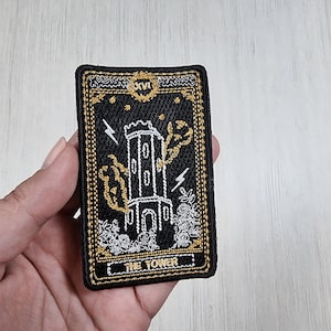 Tarotpatch The Tower, The Lovers Wicca-borduurwerk, Major Arcana Tarot Cards-appliqué, Pagan naaipatch