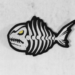 Fish Bones Embroidered Patch, Fishing Cap Applique