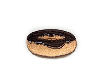 Geborduurde donutpatch, chocoladeglazuur DIY-appliqué