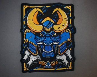 Grand écusson démon oni, appliqué de samouraï, broderie japonaise
