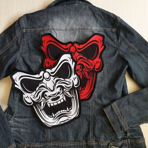Large Samurai Mask Patch, Ninja Back Patch, Japanese Warrior Patch, Sew on Patch, Asian Embroidery, Urban Art Patch
