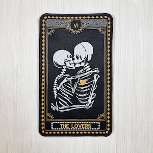 Big Tarot Patch Die Liebenden, Wicca Stickerei, Major Arcana Tarot Karten Applikation, Pagan Aufnäher