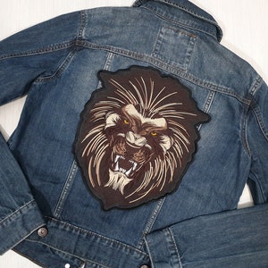 Großer Löwe Aufnäher, große Katze Aufnäher, Biker Stickerei, Urban Art Aufnäher, Wildtier Aufnäher