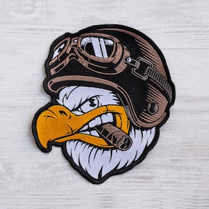 Large Pilot Eagle Patch, Pilot Back Patch, Biker Eagle Patch, Sew on Patch, Urban Embroidery Patch, Urban Art Patch, Urban Eagle Embroidery
