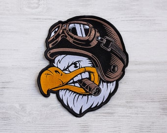 Grote Pilot Eagle-patch, Pilot-achterpatch, Biker Eagle-patch, Naai-patch, Urban Embroidery-patch, Urban Art-patch, Urban Eagle-borduurwerk