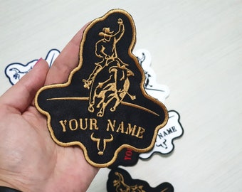 Parche personalizado de Bull Rider, parche de nombre de rodeo, parche de vaquero, bordado personalizado, parche de nombre personalizado