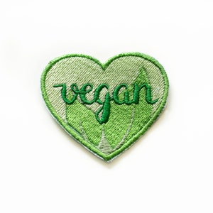 Vegan Heart, Embroidered Heart, Vegan Embroidery, Patch Heart, Embroidered Vegan Emblem