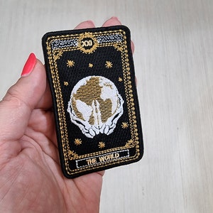 Tarot Patch Die Welt, Wicca Stickerei, Major Arcana Tarotkarten Applikation, Pagan Aufnäher