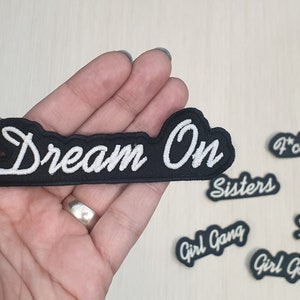 Toppa fosforescente Dream On, toppa con parola, toppa con testo urbano, toppa divertente da cucire, regalo per le donne