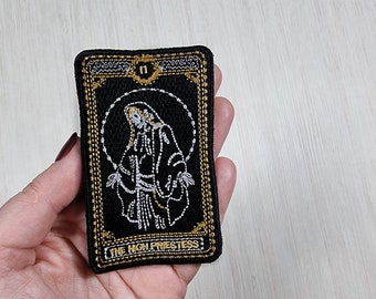 Écusson de tarot La grande prêtresse, broderie wicca, applique de cartes de tarot des arcanes majeurs, écusson païen à coudre