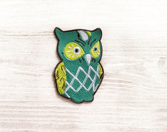 Green Owl Patch, Embroidered Owl, Kids' Embroidery,  Bird Patch, Owl Emblem