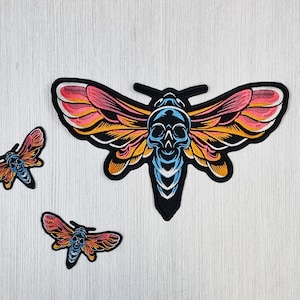 Moth Skull Patch for Jacket, Large Embroidered Insect Back Patch, Punk Applique, Sew on Goth Patch, Gift for Women
