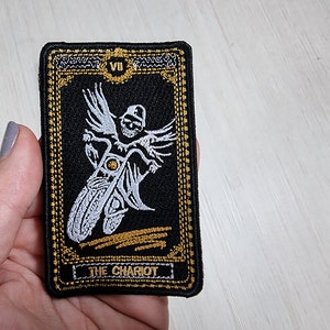 Tarot Patch Der Wagen, die Liebhaber Wicca Stickerei, Major Arcana Tarot Karten Applikation, Pagan Aufnäher