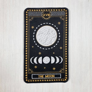 Broderad Månen Tarotkortslapp, Wicca Pagan Applikation
