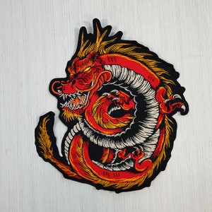 Chinesischer Drache Patch für Jacke, japanische Oni Applikation, Ninja Rücken Patch, japanischer Krieger Patch, Nähen auf Patch, asiatische Stickerei