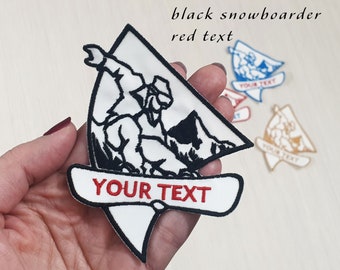 Parche de snowboard personalizado, parche de deportes de invierno, parche de esquí, bordado de montaña, parche con nombre personalizado
