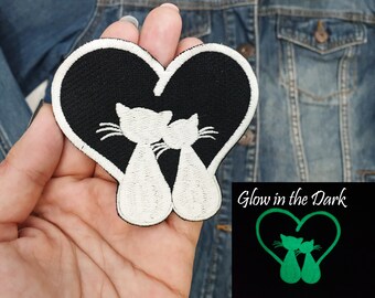 Glow in the Dark kattenpatch, geborduurde appliqué