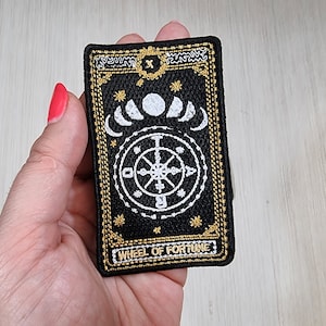 Wheel Of Fortune Tarot Karten Aufnäher, Wicca Stickerei, Major Arcana Tarot Karten Applikation, Pagan Aufnäher