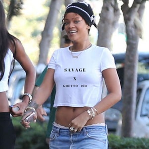 Rihanna T Shirt Savage x Ghettoish Women’s Crop Tee