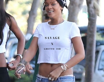 Rihanna T Shirt Savage x Ghettoish Women’s Crop Tee