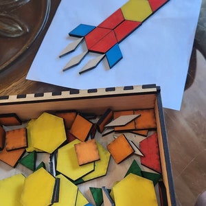 Pattern Shape Puzzle File with Box Wood/Acrylic Laser Cutter SVG Glowforge