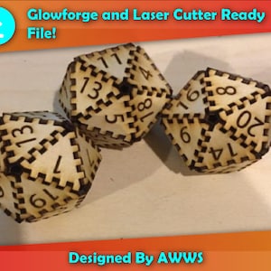 D20 20-seitiger Würfel für Dungeons and Dragons DnD und 6-seitiger Würfel Würfel Schwarz Holz Laser Cutter SVG Datei Glowforge Datei